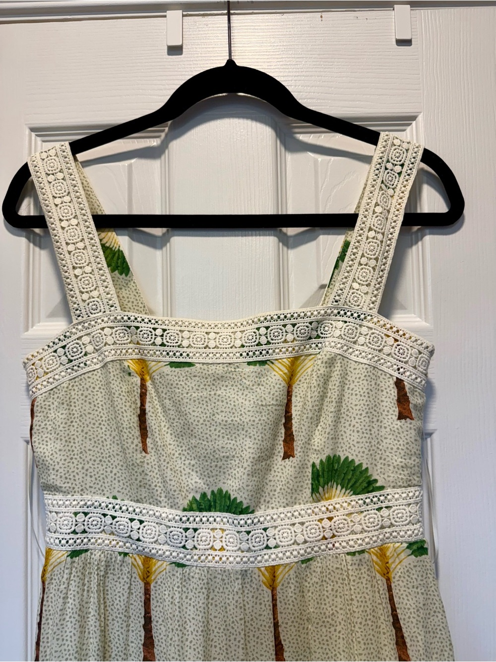 Calypso St. Barth Cream Maxi Dress with Green & Yellow Palm Print - Picture 3 of 7